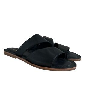Patina Portland Leather Goods Black Double Strap Slide Sandals SZ 8.5 Minimalist